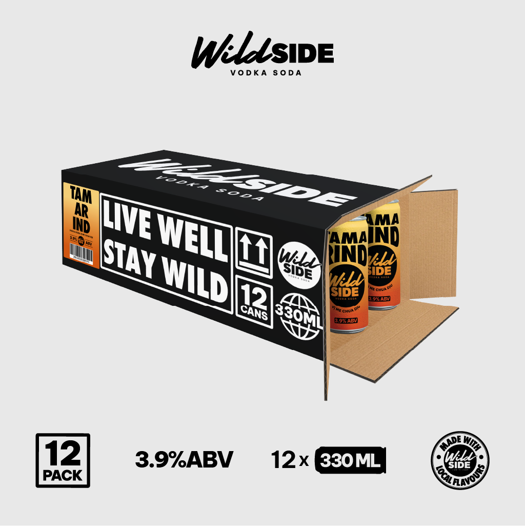  Wildside Vodka Soda Vị Me Chua Dịu | Thùng 12 Lon x 330ml – Độ cồn 3.9%  – Đồ uống có cồn nhẹ 