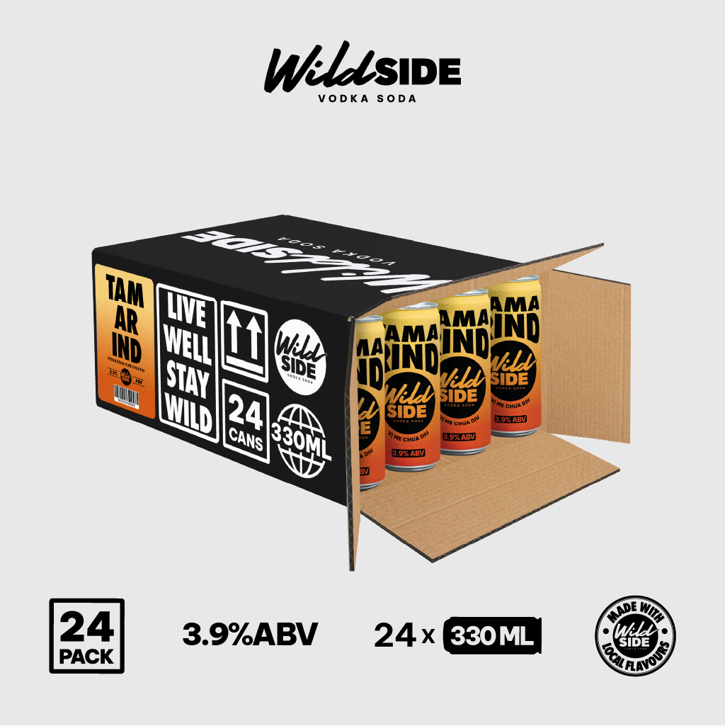  Wildside Vodka Soda Vị Me Chua Dịu | Thùng 24 Lon x 330ml – Độ cồn 3.9%  – Đồ uống có cồn nhẹ 
