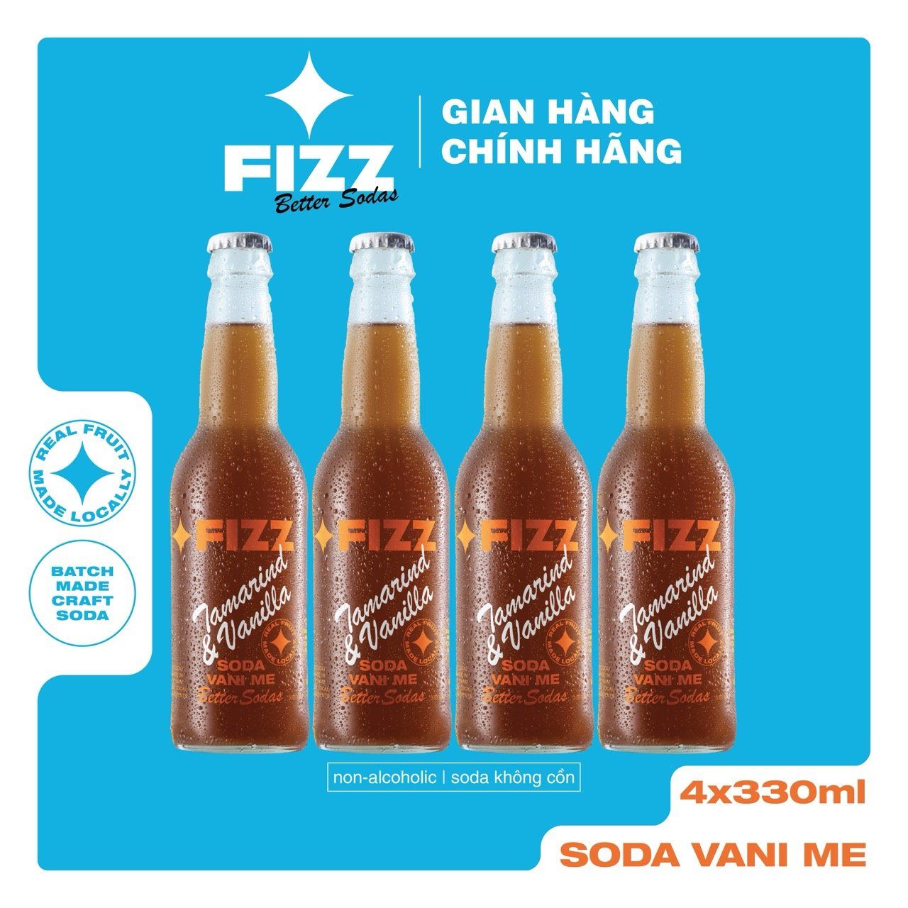  Fizz Soda Các Vị - Lốc 4 Chai 330ml (4 Bottles) 