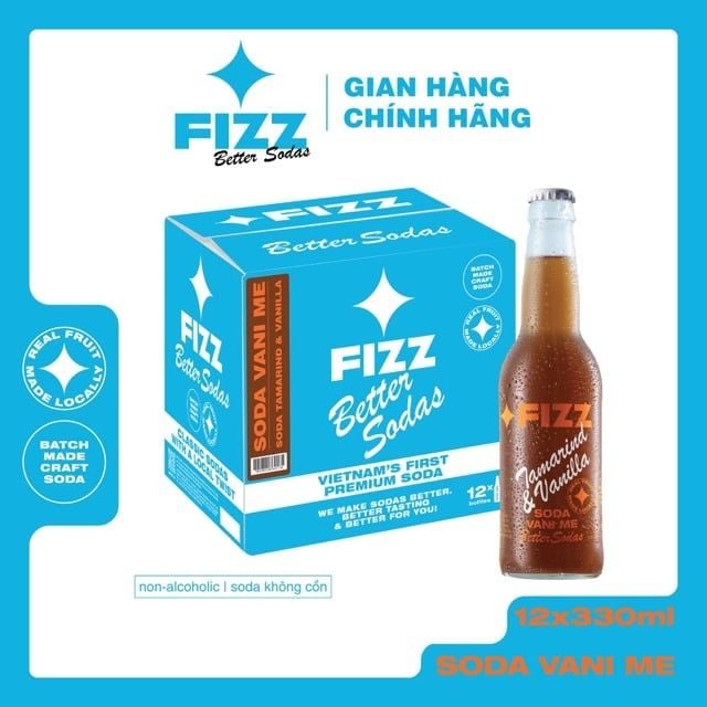  Fizz Soda Vị Vani Me - Thùng 12 Chai 330ml 