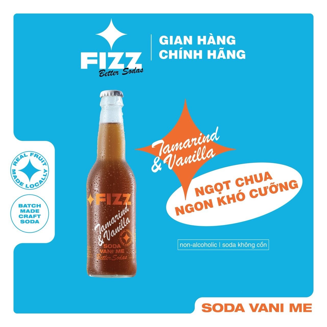  Fizz Soda Vị Vani Me - Thùng 12 Chai 330ml 