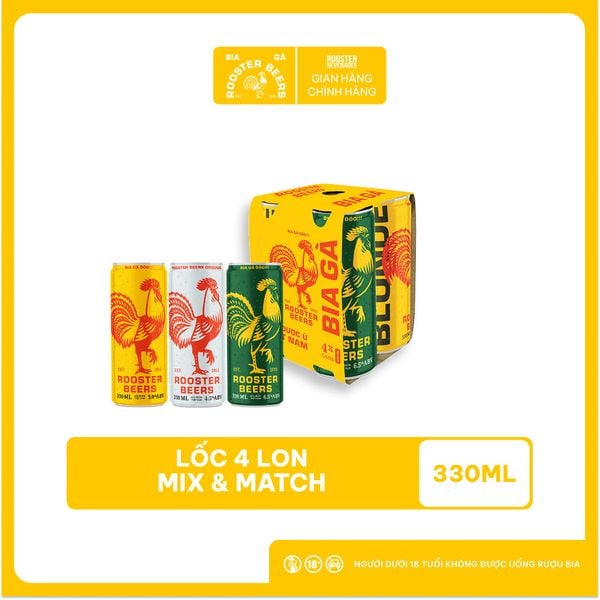  Rooster Beers Sleek can Mix & Match - Lốc 4 Lon Sleek (330ml) 