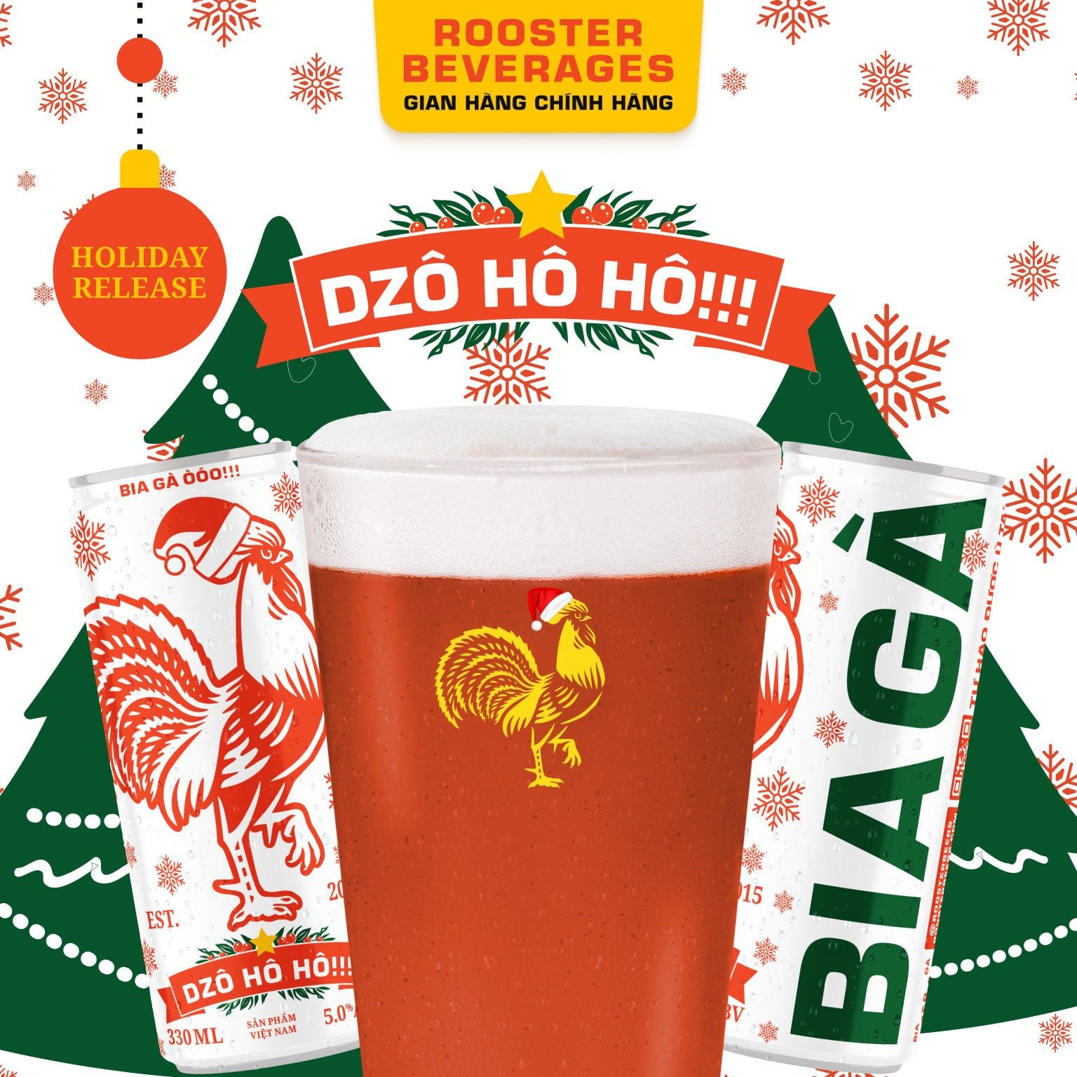  Rooster Beers Thùng 12 Lon Dzô Hô Hô x 330ml 