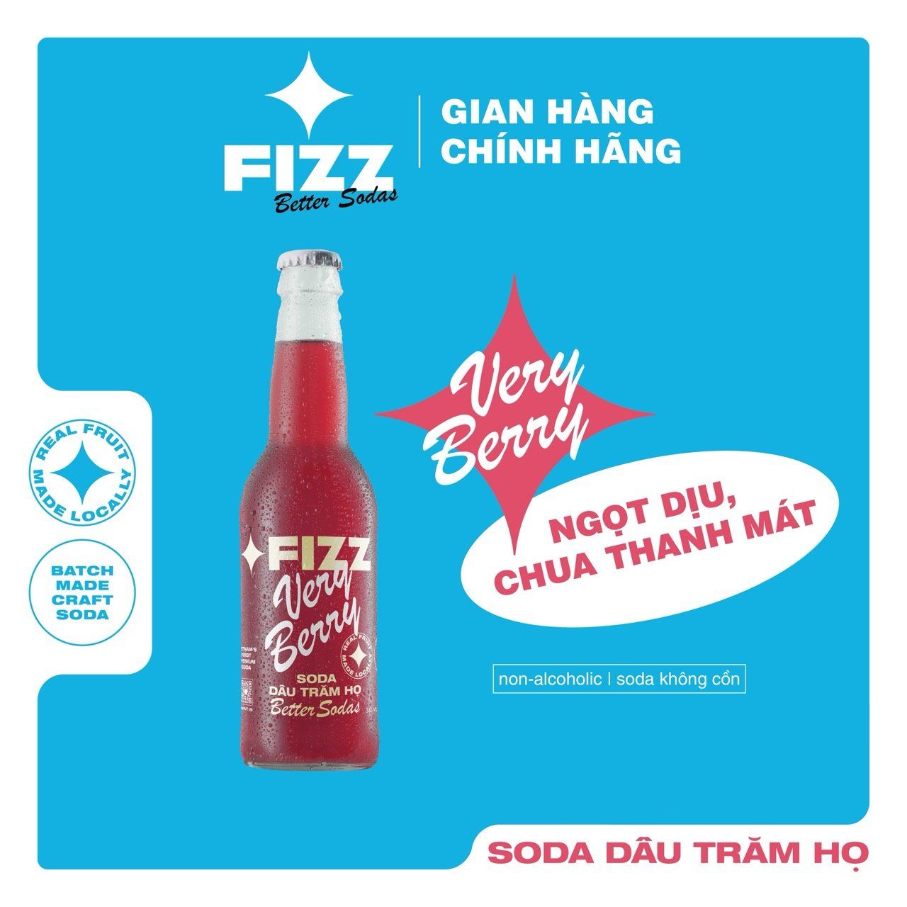  Fizz Soda Vị Dâu Trăm Họ - Thùng 16 & 12 Chai 330ml 
