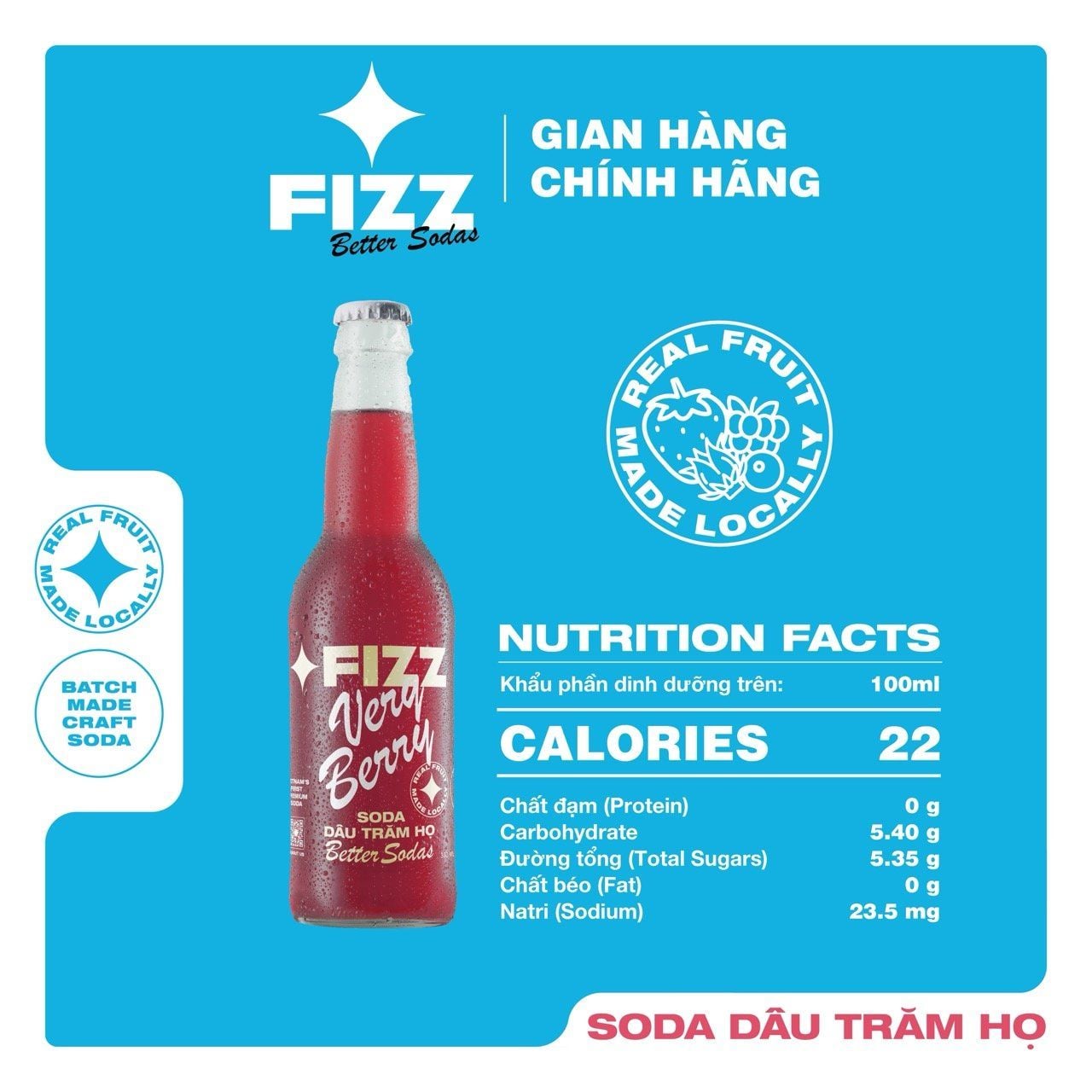  Fizz Soda Vị Dâu Trăm Họ - Thùng 16 & 12 Chai 330ml 