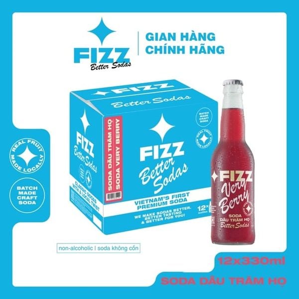  Fizz Soda Vị Dâu Trăm Họ - Thùng 16 & 12 Chai 330ml 