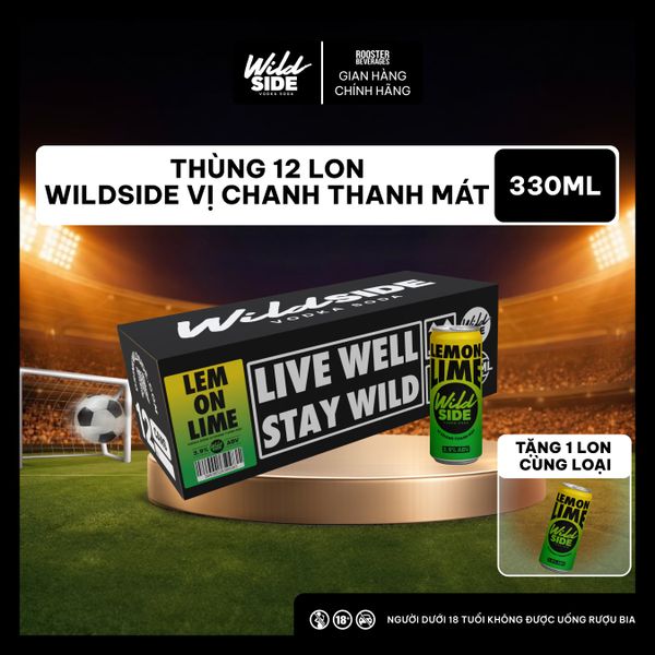  Wildside Vodka Soda Vị Chanh Thanh Mát | Thùng 12 Lon x 330ml – Độ cồn 3.9%  – Đồ uống có cồn nhẹ 
