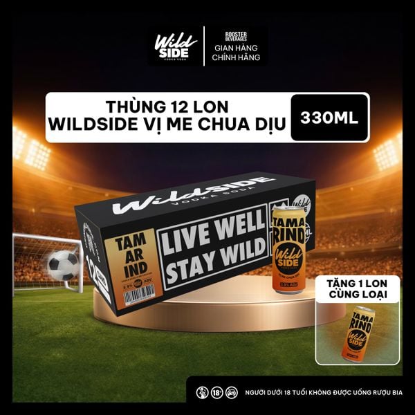  Wildside Vodka Soda Vị Me Chua Dịu | Thùng 12 Lon x 330ml – Độ cồn 3.9%  – Đồ uống có cồn nhẹ 