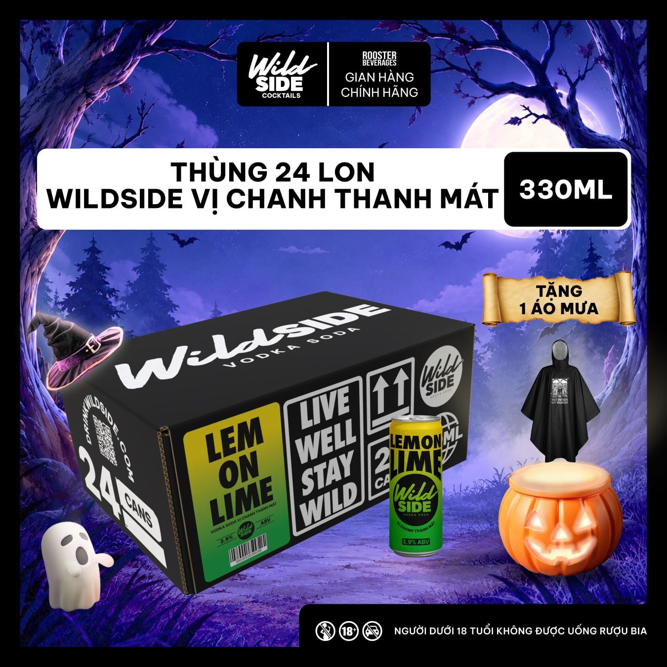  Wildside Vodka Soda Vị Chanh Thanh Mát | Thùng 24 Lon x 330ml – Độ cồn 3.9%  – Đồ uống có cồn nhẹ 