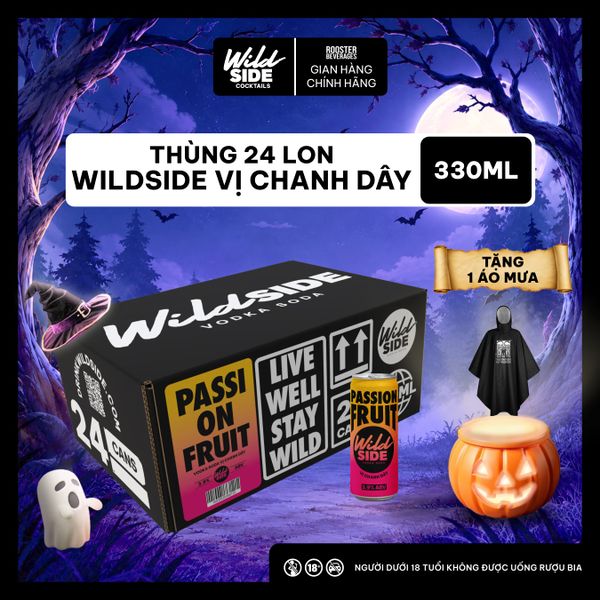  Wildside Vodka Soda Vị Chanh Dây | Thùng 24 Lon x 330ml – Độ cồn 3.9%  – Đồ uống có cồn nhẹ 