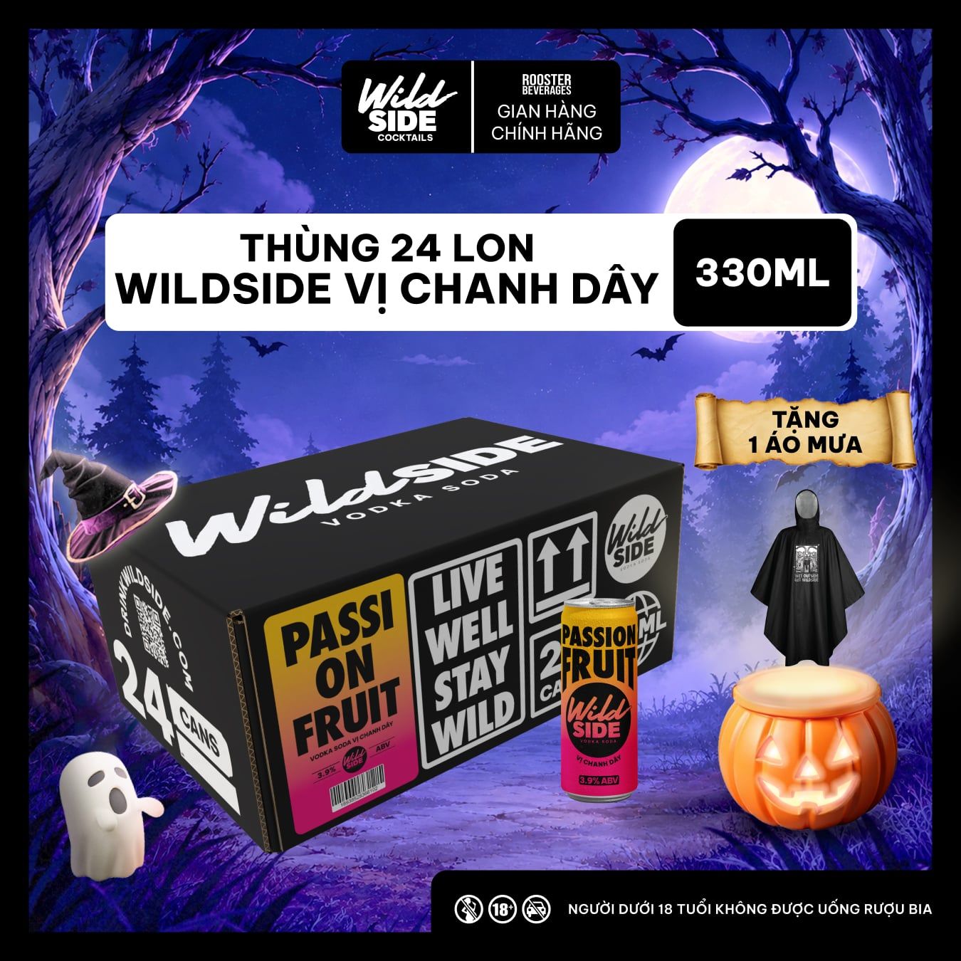  Wildside Vodka Soda Vị Chanh Dây | Thùng 24 Lon x 330ml – Độ cồn 3.9%  – Đồ uống có cồn nhẹ 