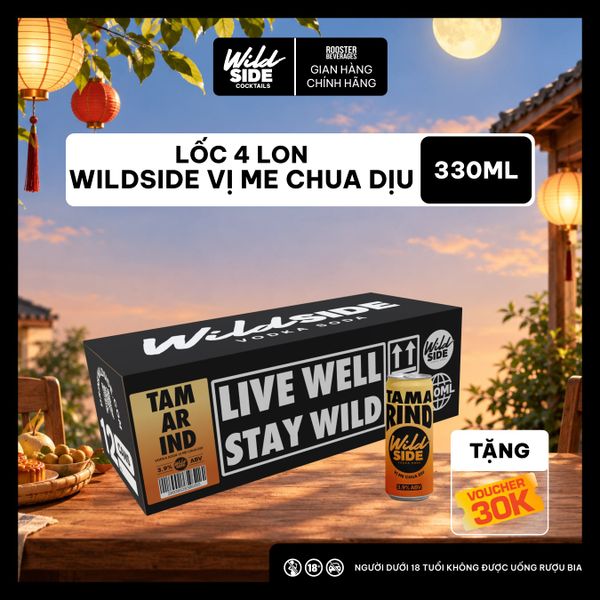  Wildside Vodka Soda Vị Me Chua Dịu | Thùng 12 Lon x 330ml – Độ cồn 3.9%  – Đồ uống có cồn nhẹ 