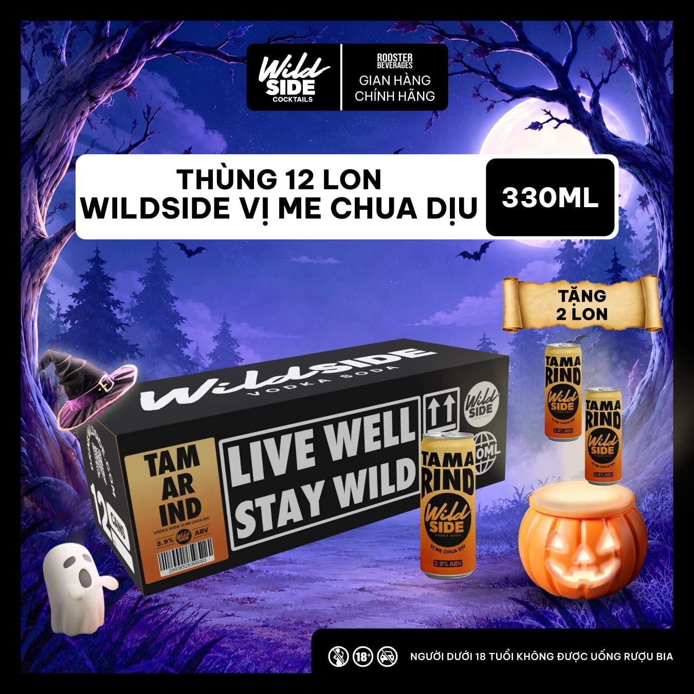  Wildside Vodka Soda Vị Me Chua Dịu | Thùng 12 Lon x 330ml – Độ cồn 3.9%  – Đồ uống có cồn nhẹ 