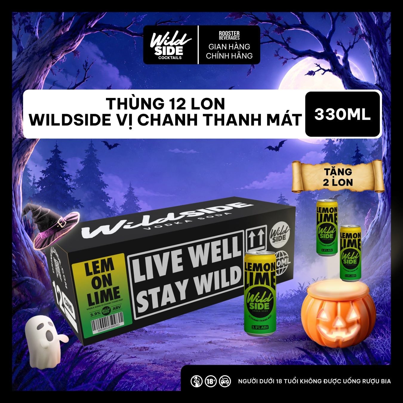  Wildside Vodka Soda Vị Chanh Thanh Mát | Thùng 12 Lon x 330ml – Độ cồn 3.9%  – Đồ uống có cồn nhẹ 