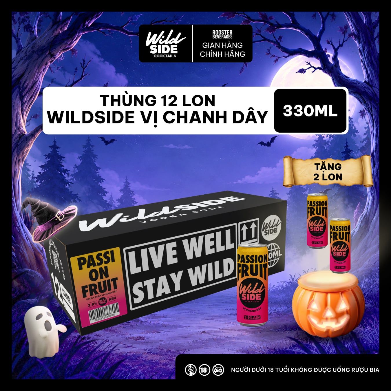  Wildside Vodka Soda Vị Chanh Dây Thùng 12 Lon 