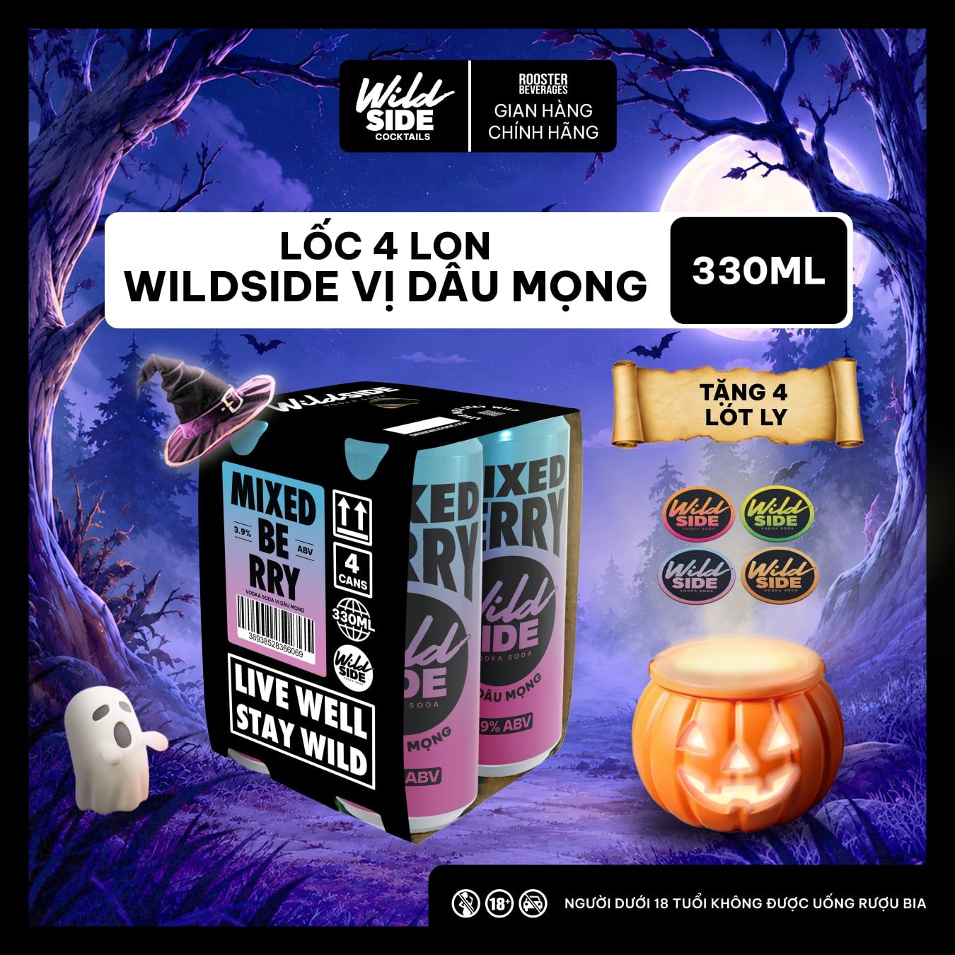  WildSide Vodka Soda 4 Lon - 4 Cans (330ml) 