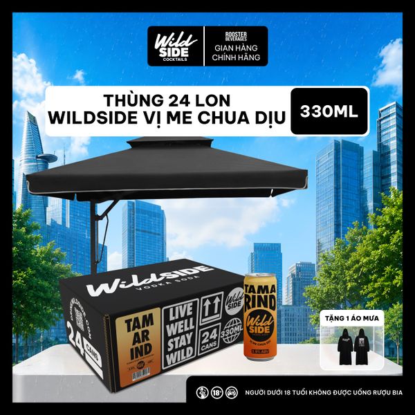  Wildside Vodka Soda Vị Me Chua Dịu | Thùng 24 Lon x 330ml – Độ cồn 3.9%  – Đồ uống có cồn nhẹ 