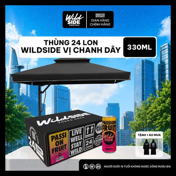  Wildside Vodka Soda Vị Chanh Dây | Thùng 24 Lon x 330ml – Độ cồn 3.9%  – Đồ uống có cồn nhẹ 