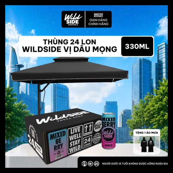  Wildside Vodka Soda Vị Dâu Mọng | Thùng 24 Lon x 330ml – Độ cồn 3.9%  – Đồ uống có cồn nhẹ 