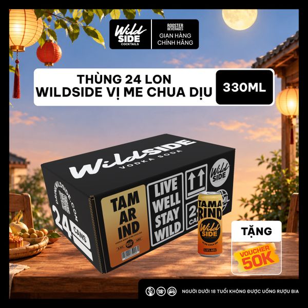  Wildside Vodka Soda Vị Me Chua Dịu | Thùng 24 Lon x 330ml – Độ cồn 3.9%  – Đồ uống có cồn nhẹ 