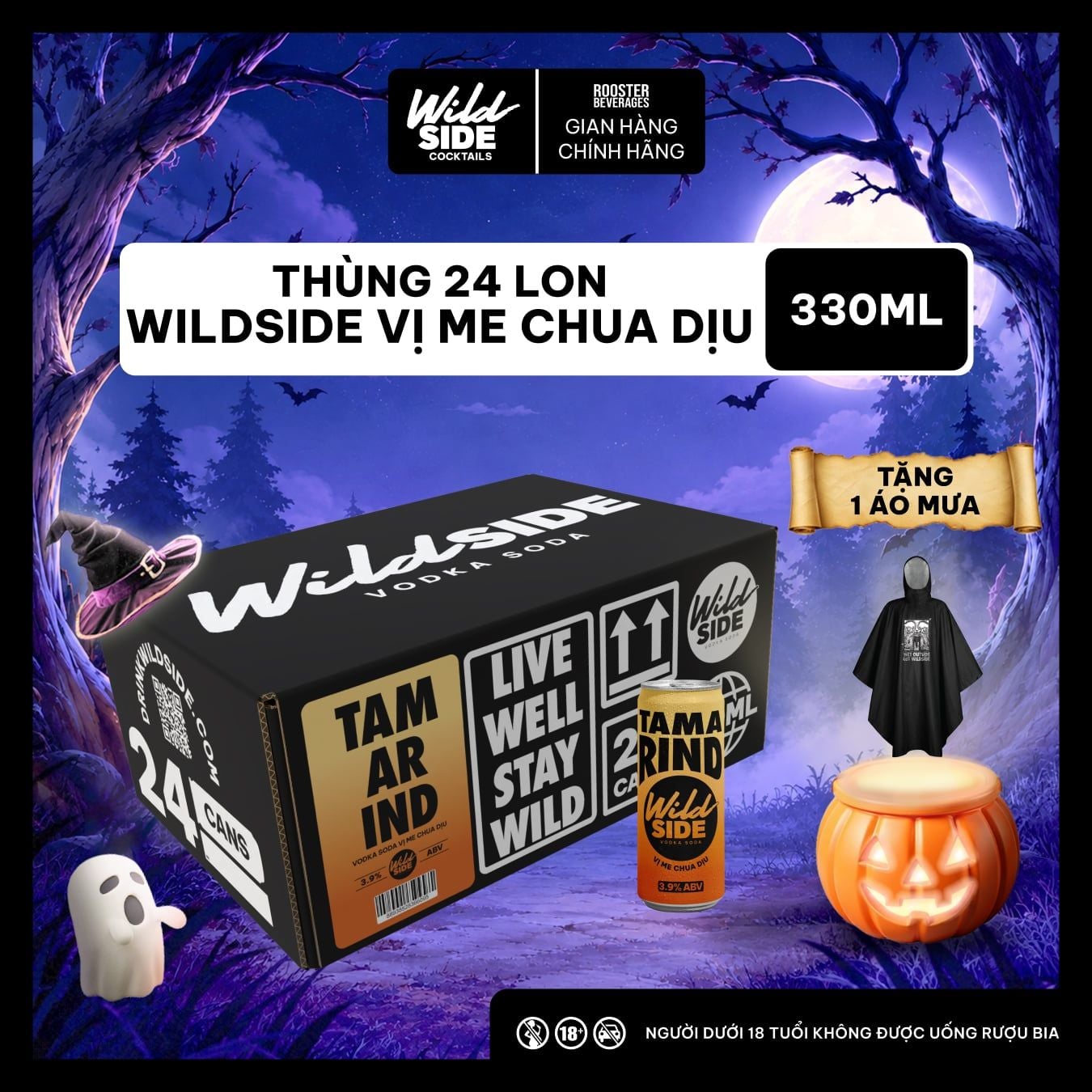  Wildside Vodka Soda Vị Me Chua Dịu | Thùng 24 Lon x 330ml – Độ cồn 3.9%  – Đồ uống có cồn nhẹ 