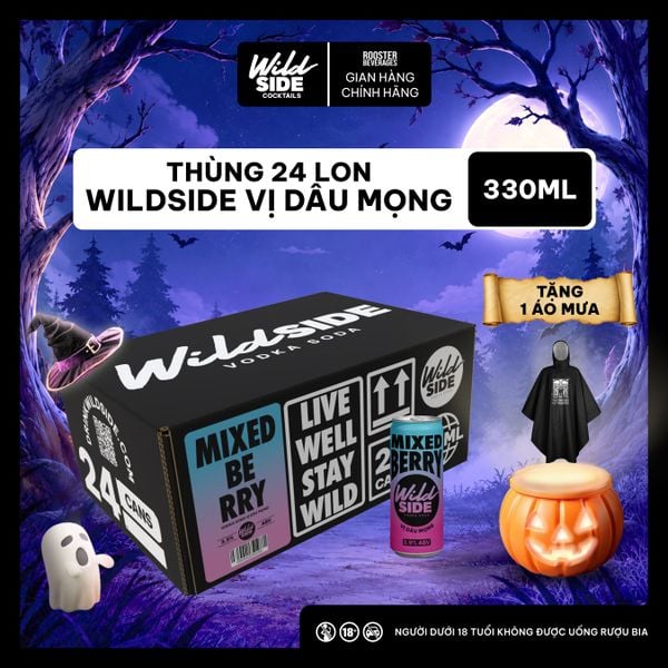  Wildside Vodka Soda Vị Dâu Mọng | Thùng 24 Lon x 330ml – Độ cồn 3.9%  – Đồ uống có cồn nhẹ 