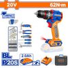  Bộ 91 món Máy khoan búa nhỏ gọn không chổi than dùng pin 20V-62Nm WDT4B91 WADFOW 