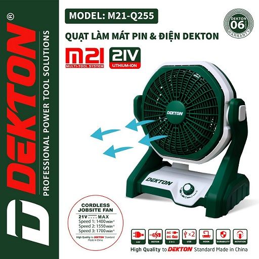  Quạt Dùng Pin Và Điện Dekton M21-Q255 