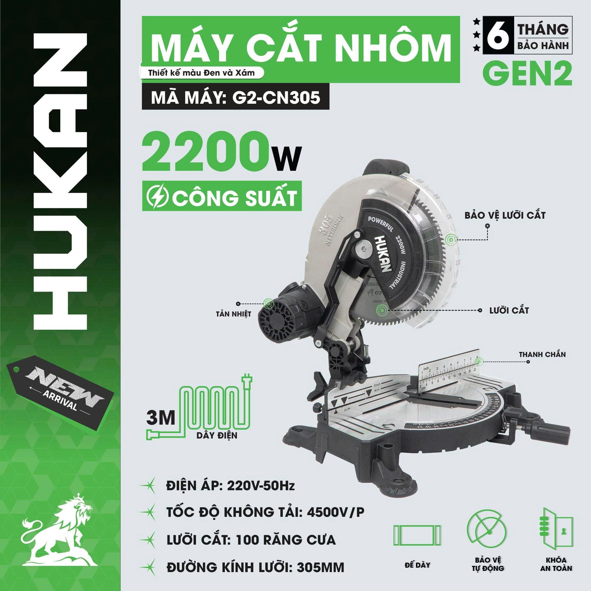  Máy cắt nhôm G2-CN305 Gen 2 2200W HUKAN 