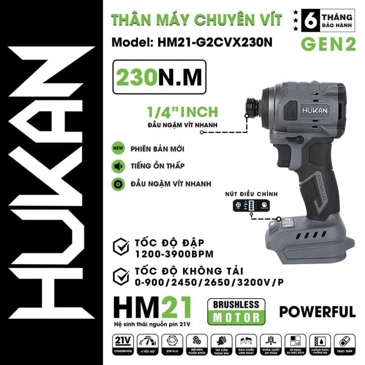  Bộ Máy Bắt Vít Dùng Pin HUKAN HM21-G2CVX230N HUKAN 