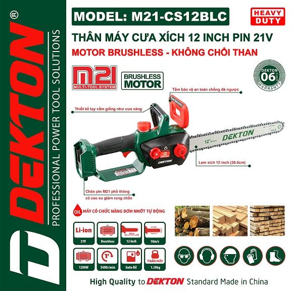  Máy cưa pin dekton m21-cs12blc chưa có pin sạc 