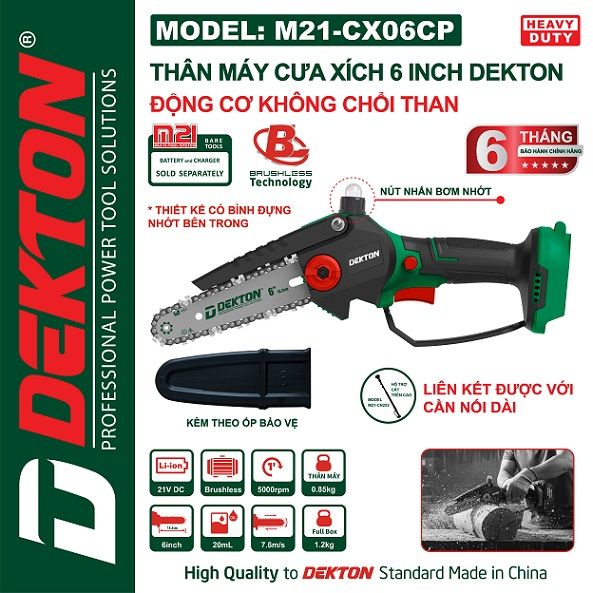 Máy cưa xích pin Dekton M21-CS06BLC ( ĐỦ BỘ 2 pin – 1 sạc) 