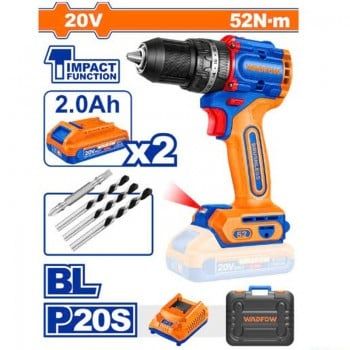  Máy khoan búa nhỏ gọn không chổi than dùng pin 20V-52Nm WCDP5281 WADFOW 
