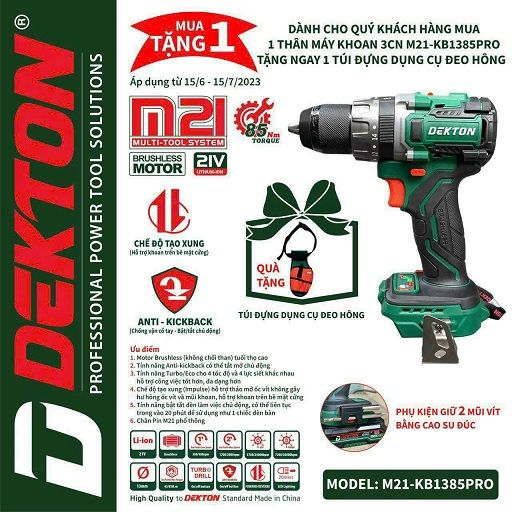  Máy Khoan Pin Dekton M21-KB1385PRO ( chưa pin và sạc) 