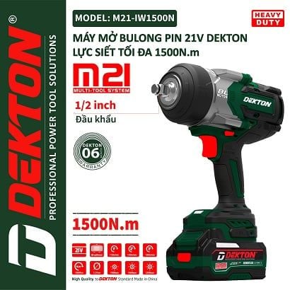  Máy Vặn Bulong Pin Dekton M21-IW1500N ( Chưa Pin và Sạc ) 