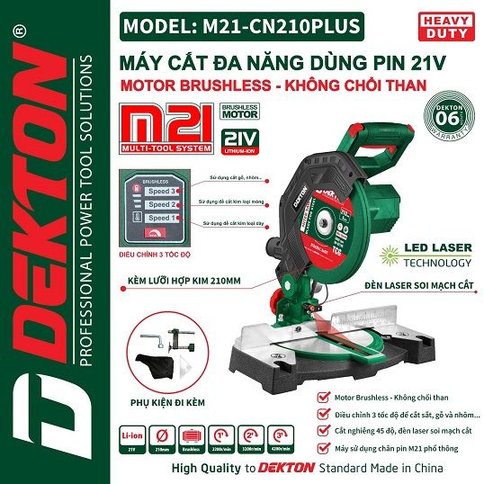  Máy cắt đa năng dekton M21-CN210plus ( chưa có pin và sạc) 
