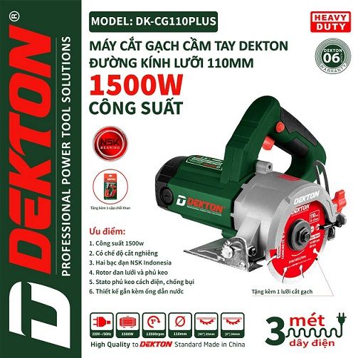  Máy cắt gạch DEKTON DK-CG110PLUS ( đã có lưỡi cắt 110mm) 