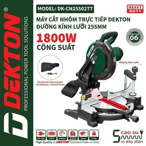 Máy cắt nhôm trực tiếp Dekton DK-CN25502TT ( Chưa có lưỡi cắt) 