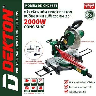  Máy cắt nhôm Trượt dekton CN256BT ( Máy đã có lưỡi 255mm, 120 răng ) 
