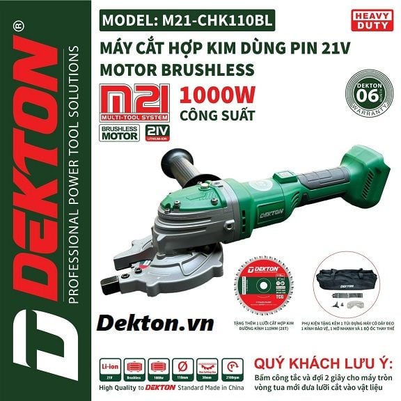  Máy cắt sắt dekton M21-chk110bl ( chưa có pin và sạc) 