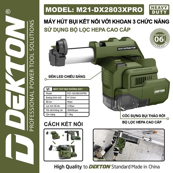  hút bụi m21-dx2803xpro dùng cho máy khoan dekton 