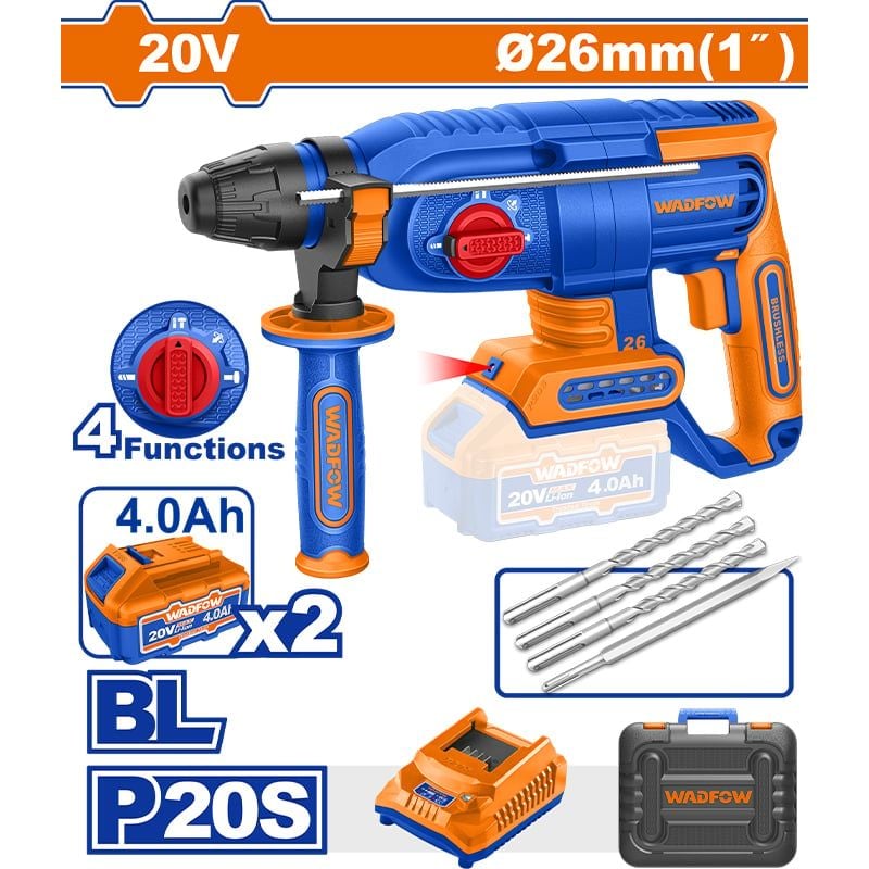  Máy khoan  đục bê tông dùng pin 20V- 26mm (không chổi than) WLM1B262 WADFOW 