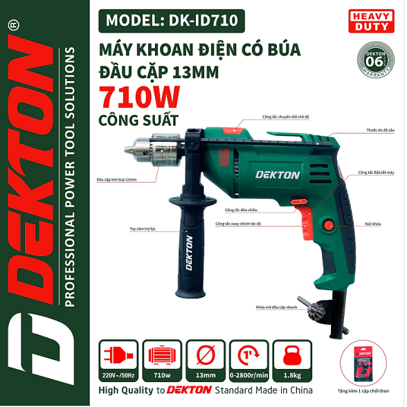  Máy khoan tường chính hãng DEKTON DK-id710 