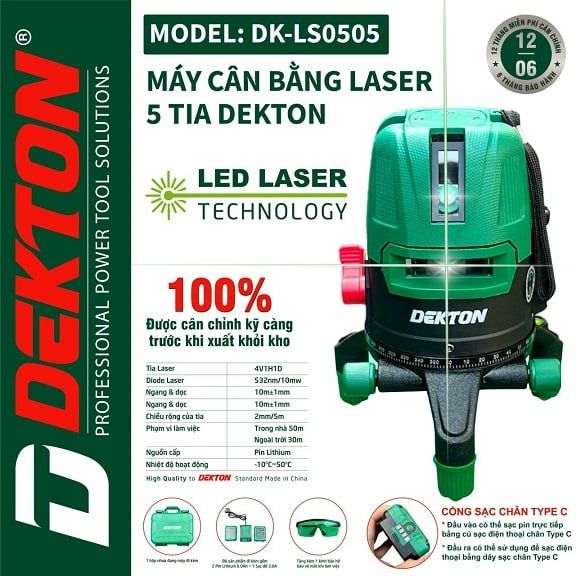  Máy cân bằng laser dekton 5 tia xanh DK-LS0505 