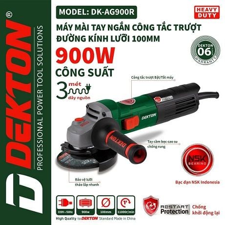  Máy Mài Góc Điện Dekton DK-AG900R chống tự khởi động lại 