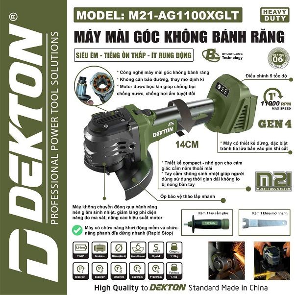  Máy mài dekton dùng pin m21-ag1100xglt 