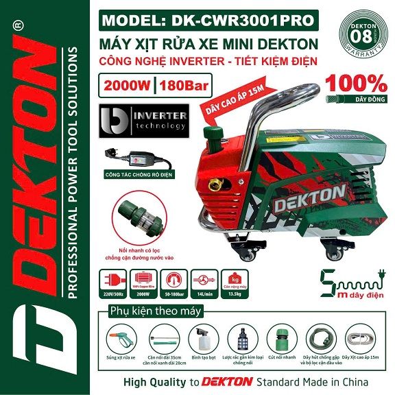  Máy rửa xe Dekton DK-CWR3001Pro 