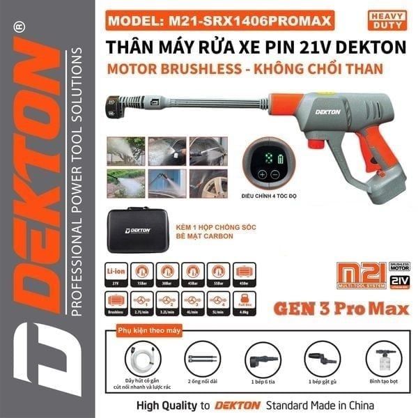  Máy rửa xe Pin Dekton M21-SRX1406Promax 