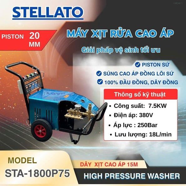  Máy rửa xe cao áp 250 bar stellato sta-1800p75 
