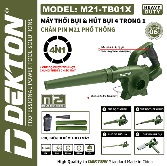  máy thổi hút bụi pin dekton m21-tb01x 